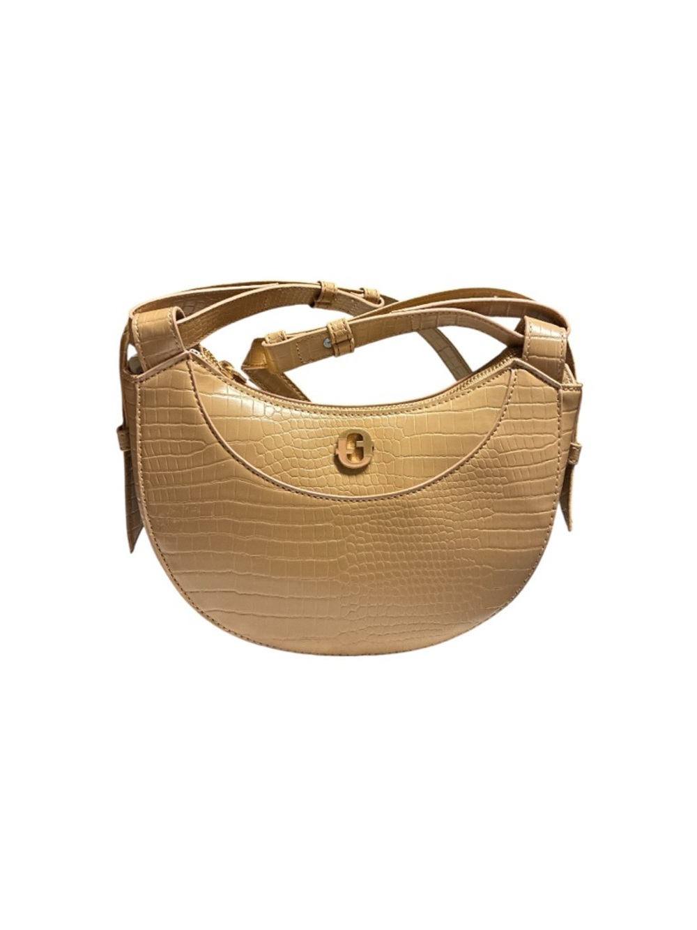 Time and Tru Olivia Mocha Spanish Crossbody Bag with Gold Hardware